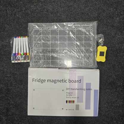 AM7224 Magnetic Acrylic Monthly Planner Fridge Calendar Set with Colorful Markers