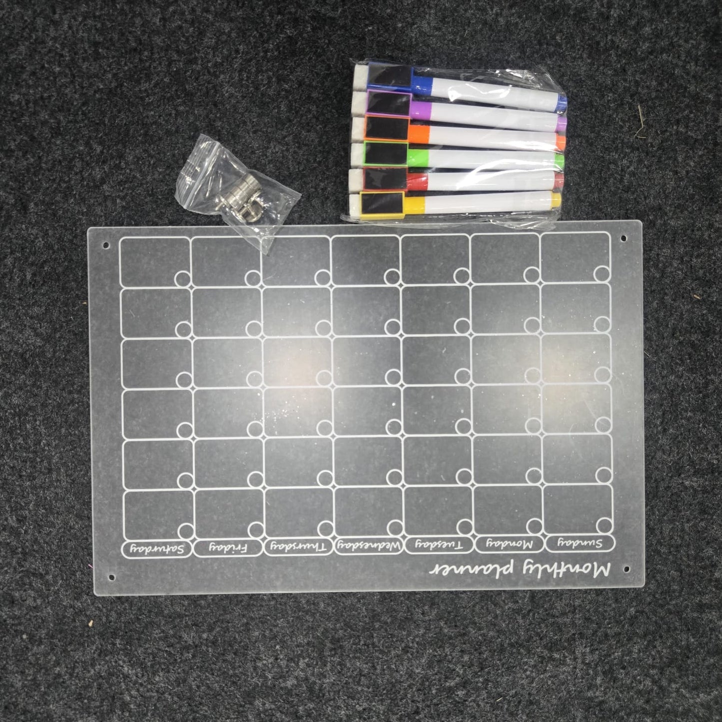 AM7224 Magnetic Acrylic Monthly Planner Fridge Calendar Set with Colorful Markers