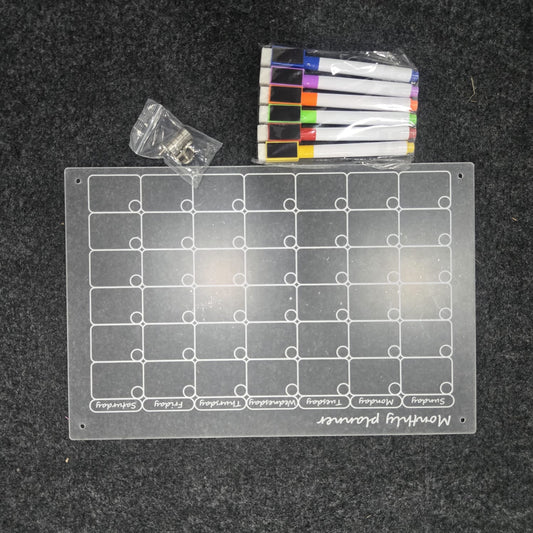AM7224 Magnetic Acrylic Monthly Planner Fridge Calendar Set with Colorful Markers