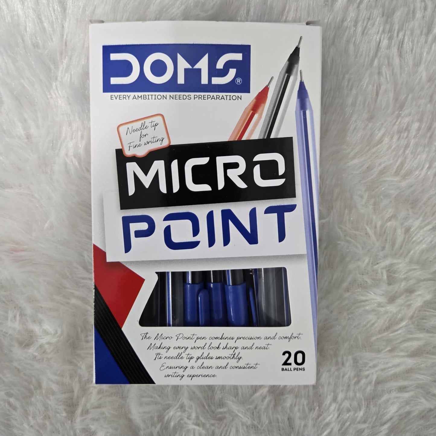 AM7244 DOMS Micro Point Ball Pen - Blue 20pc