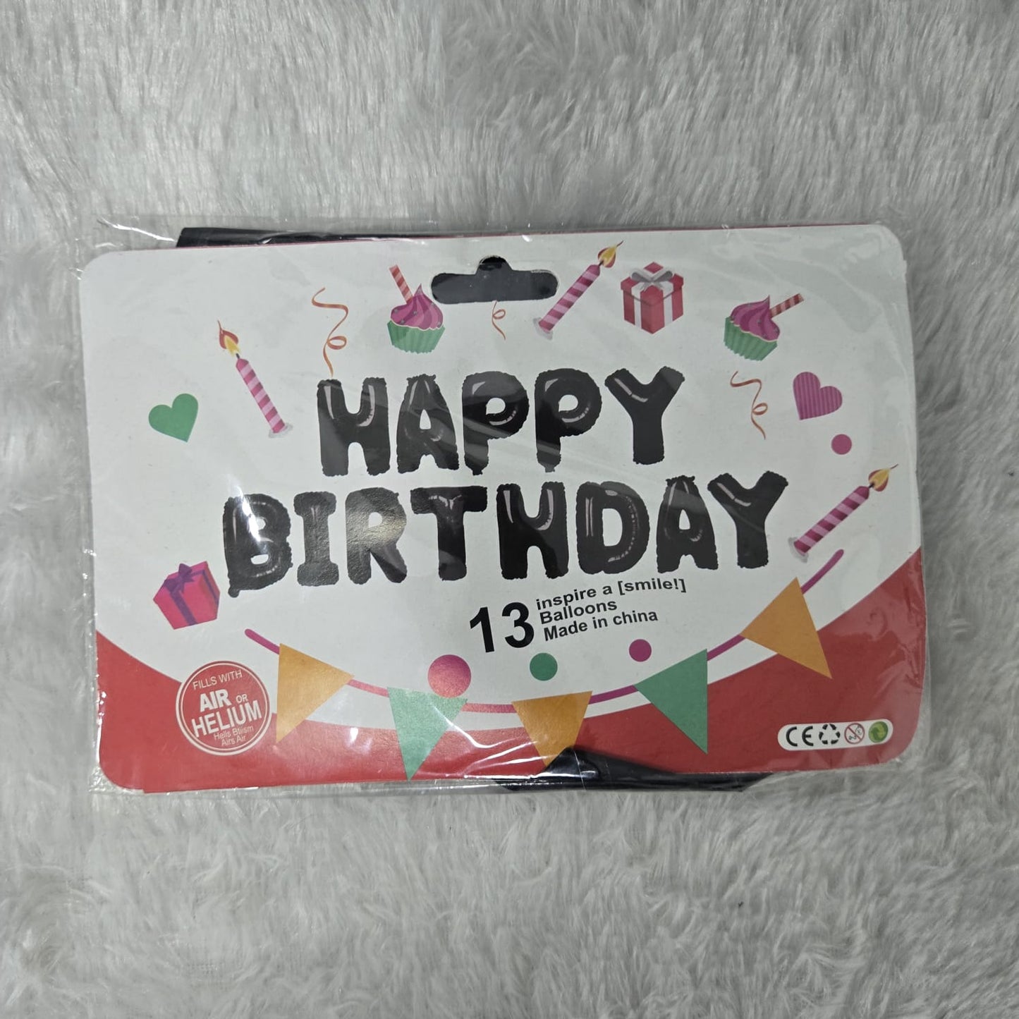 AM7252 13-Piece Black Foil "HAPPY BIRTHDAY" Letter Balloon