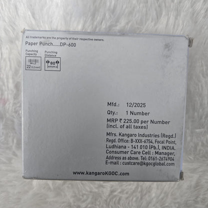 AM7259 Kangaro DP-600 Heavy Duty 2-Hole Paper Punch