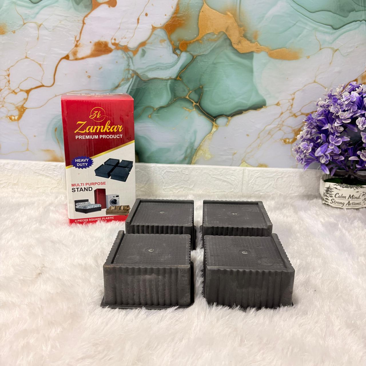 AM7269 Zamkar Heavy Duty Multi-Purpose Square Plastic Stands for Furniture & Appliances (Set of 4)