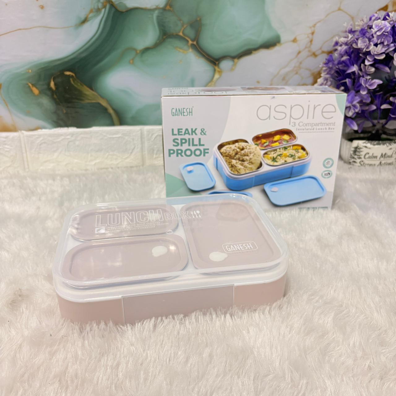 AM7273 Ganesh Aspire 3 Compartment Insulated Leak-Proof Lunch Box