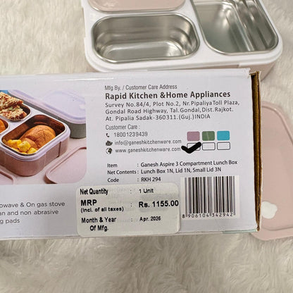 AM7273 Ganesh Aspire 3 Compartment Insulated Leak-Proof Lunch Box
