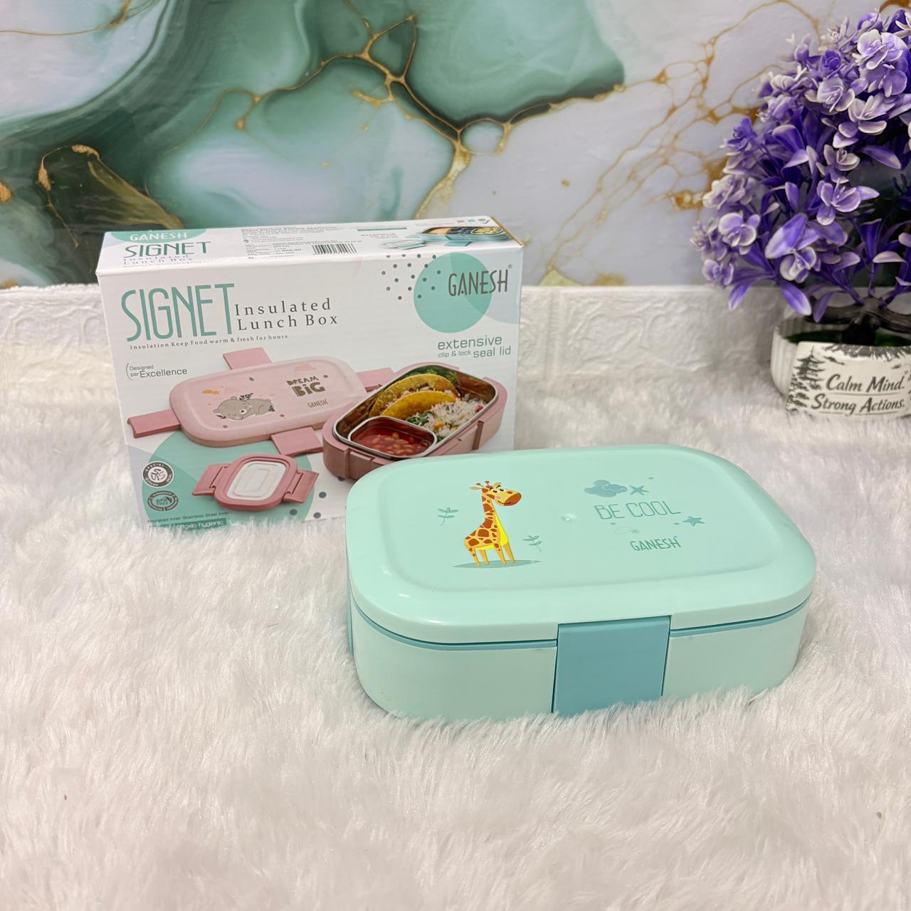 AM7274 Ganesh Signet Insulated Stainless Steel Lunch Box for Kids (750ml + 140ml)