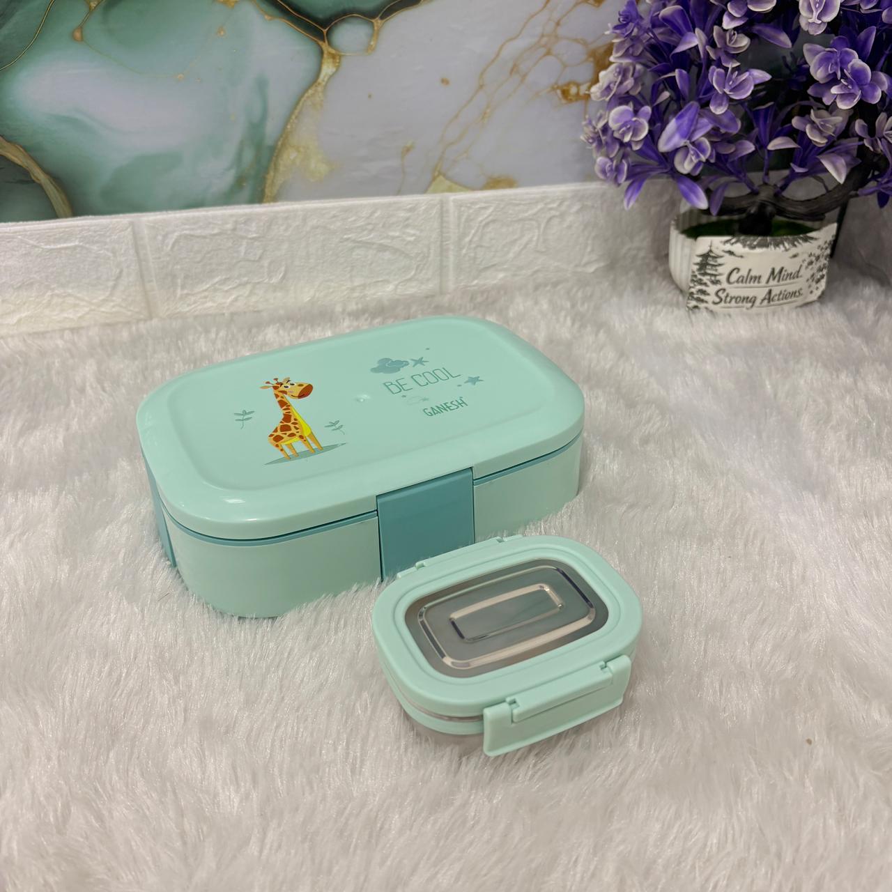 AM7274 Ganesh Signet Insulated Stainless Steel Lunch Box for Kids (750ml + 140ml)