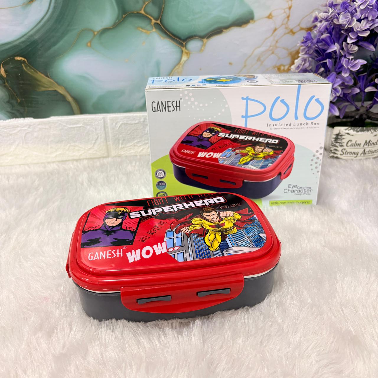 AM7276 Ganesh Polo Insulated Superhero Lunch Box for Kids (750ml + 140ml)