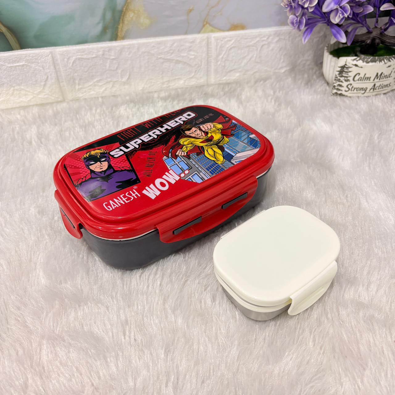 AM7276 Ganesh Polo Insulated Superhero Lunch Box for Kids (750ml + 140ml)