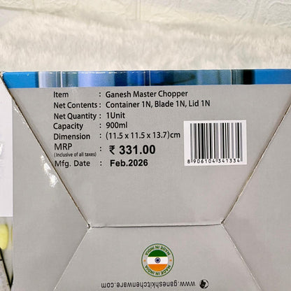 AM7282 Ganesh Master Chopper – 900ml Manual Vegetable & Fruit Chopper