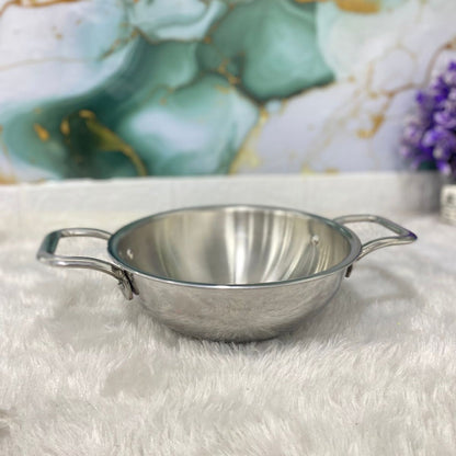AM7289 Tri-Ply Stainless Steel Heavy Duty Kadai with Stay-Cool Handles - 20cm