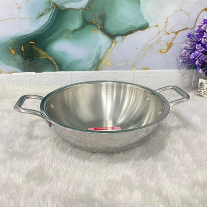 AM7291 Tri-Ply Stainless Steel Heavy Duty Kadai with Stay-Cool Handles - 24cm