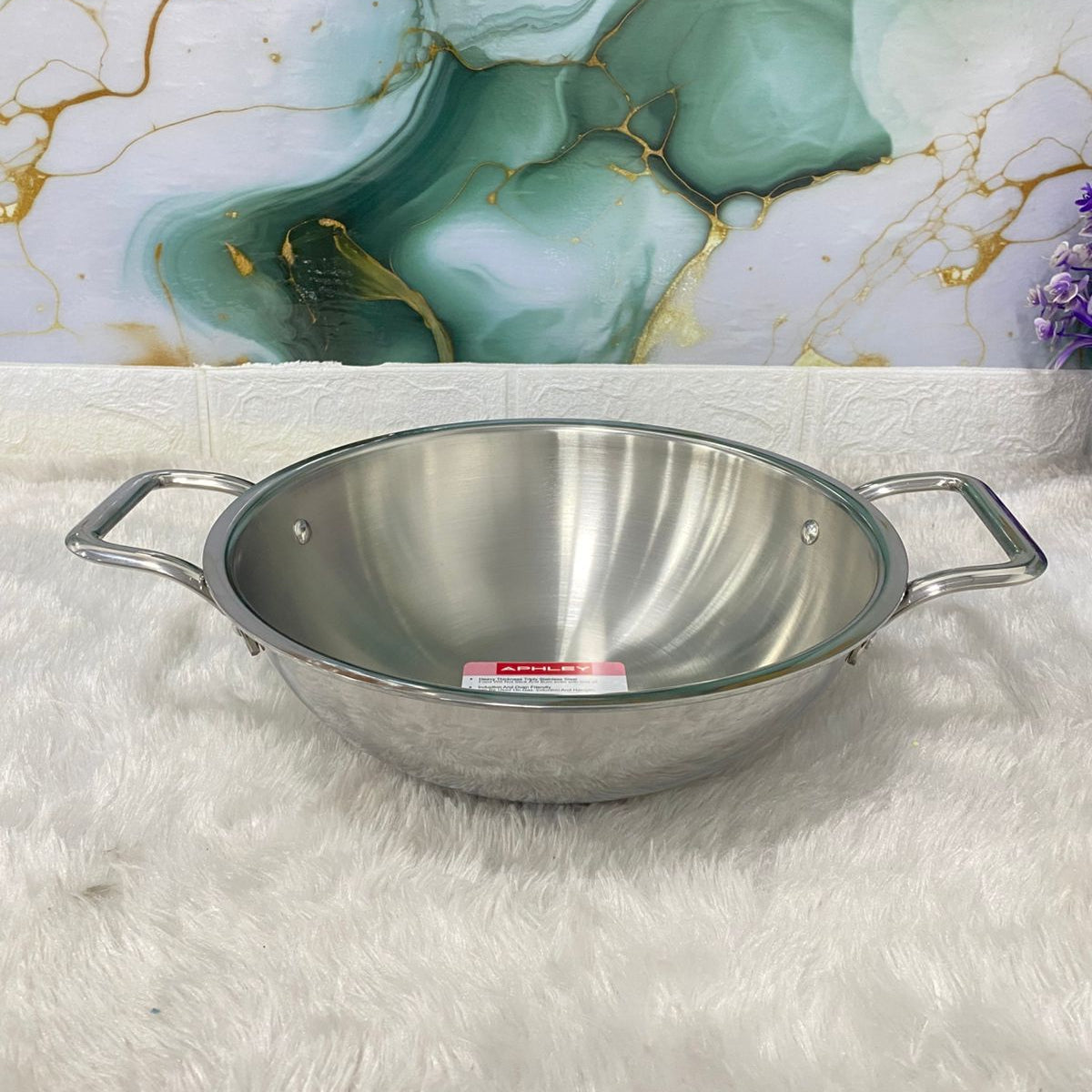 AM7292 Tri-Ply Stainless Steel Heavy Duty Kadai with Stay-Cool Handles - 26cm