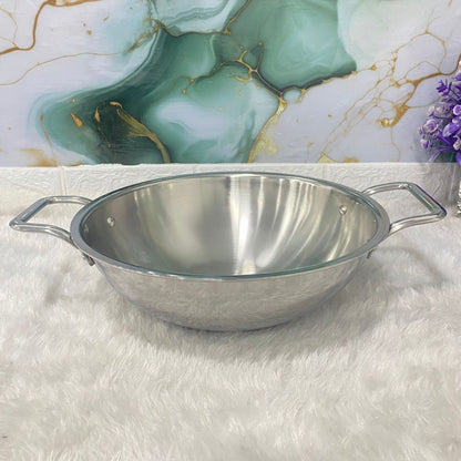 AM7293 Tri-Ply Stainless Steel Heavy Duty Kadai with Stay-Cool Handles - 28cm