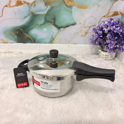 AM7308 Tri-Ply Stainless Steel Outer Lid Pressure Cooker - 3 Ltr