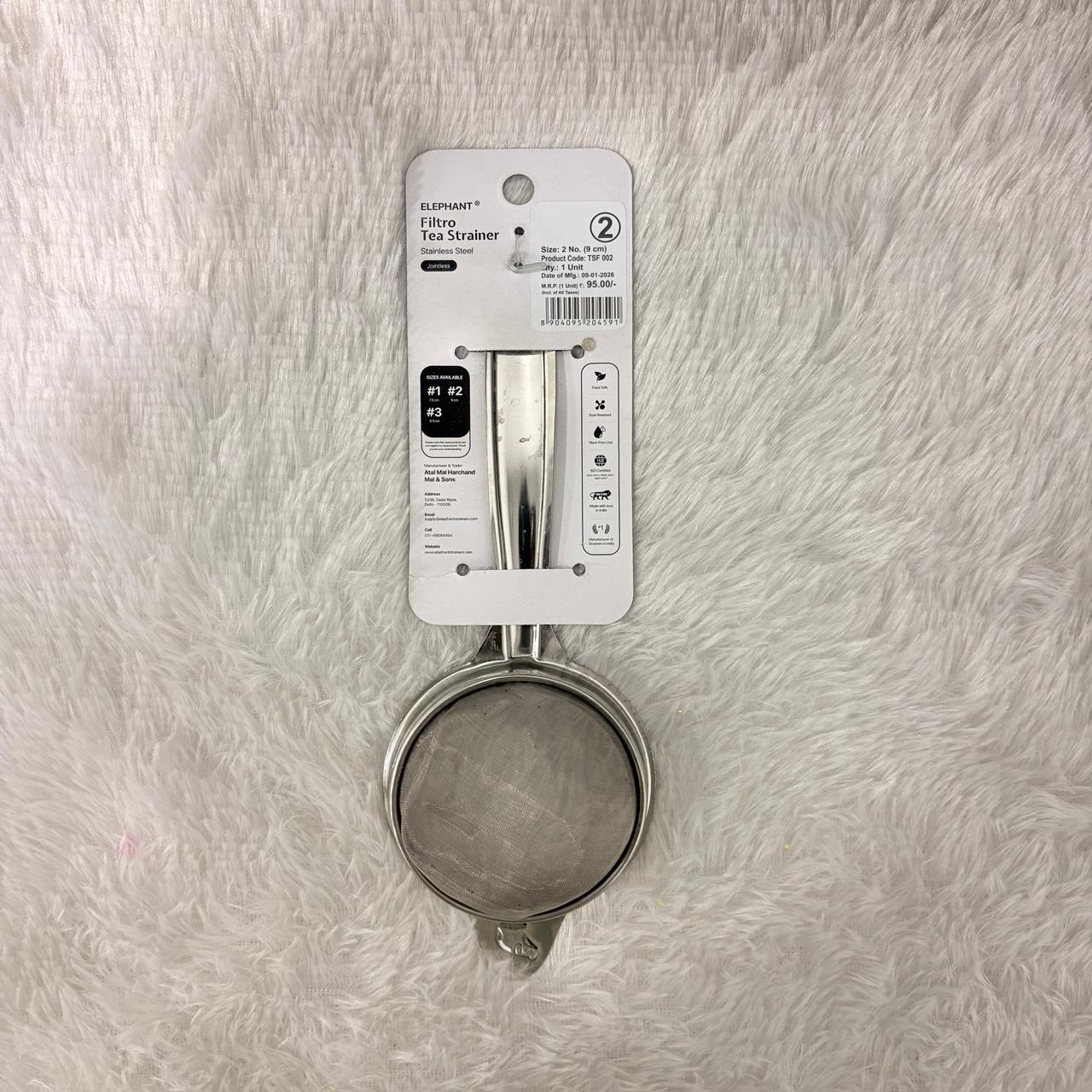 AM7325 Elephant Filtro Stainless Steel Tea Strainer (Size 2, 9cm)