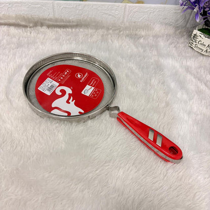 AM7341 Elephant Stainless Steel Papad Fryer & Roaster Jali with Red Handle (20 cm)