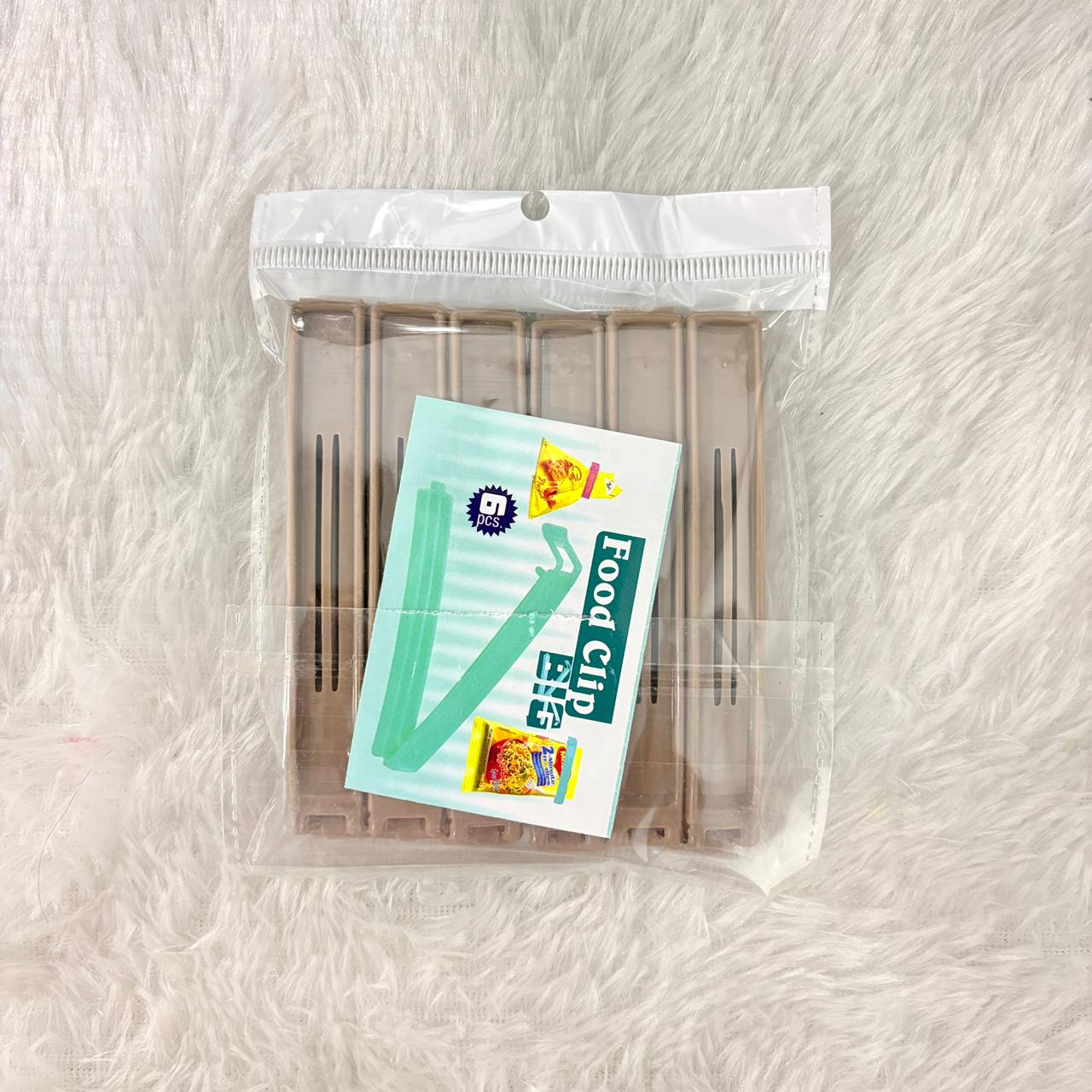 AM7354 6-Piece Large Reusable Food Bag Sealing Clips - Coffee Brown