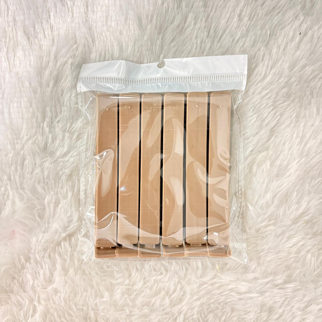 AM7354 6-Piece Large Reusable Food Bag Sealing Clips - Coffee Brown