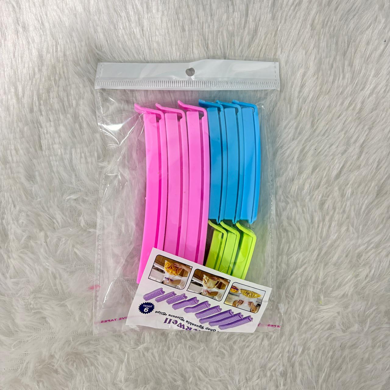 AM7353 Packwell 9-Piece Reusable One-Snap Bag Sealing Clips Set