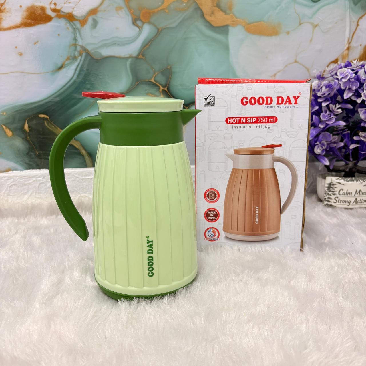AM7365 Good Day Hot N Sip 750ml Insulated Tuff Jug - Pastel Green