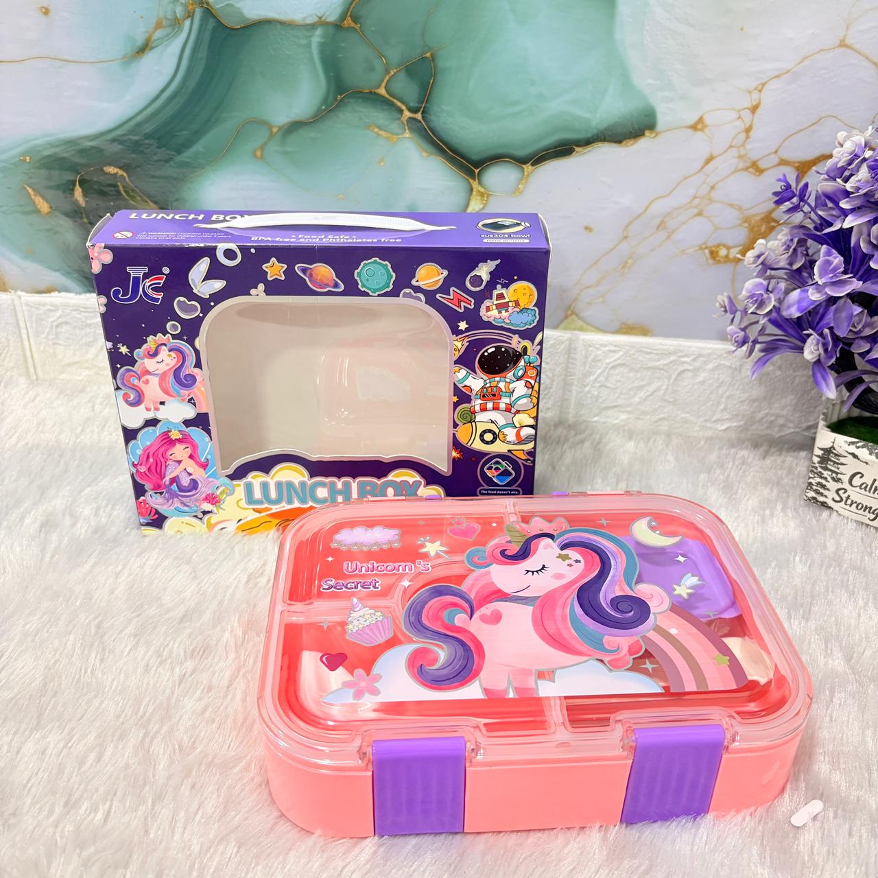 AM7374 Kids' 3-Compartment Leak-Proof Lunch Box – Unicorn & Space Edition