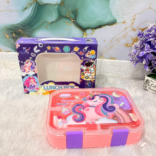 AM7374 Kids' 3-Compartment Leak-Proof Lunch Box – Unicorn & Space Edition