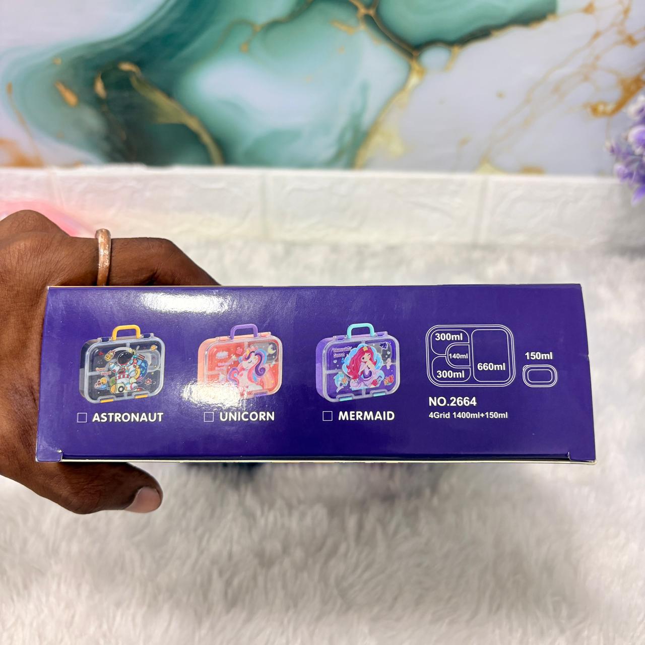 AM7374 Kids' 3-Compartment Leak-Proof Lunch Box – Unicorn & Space Edition