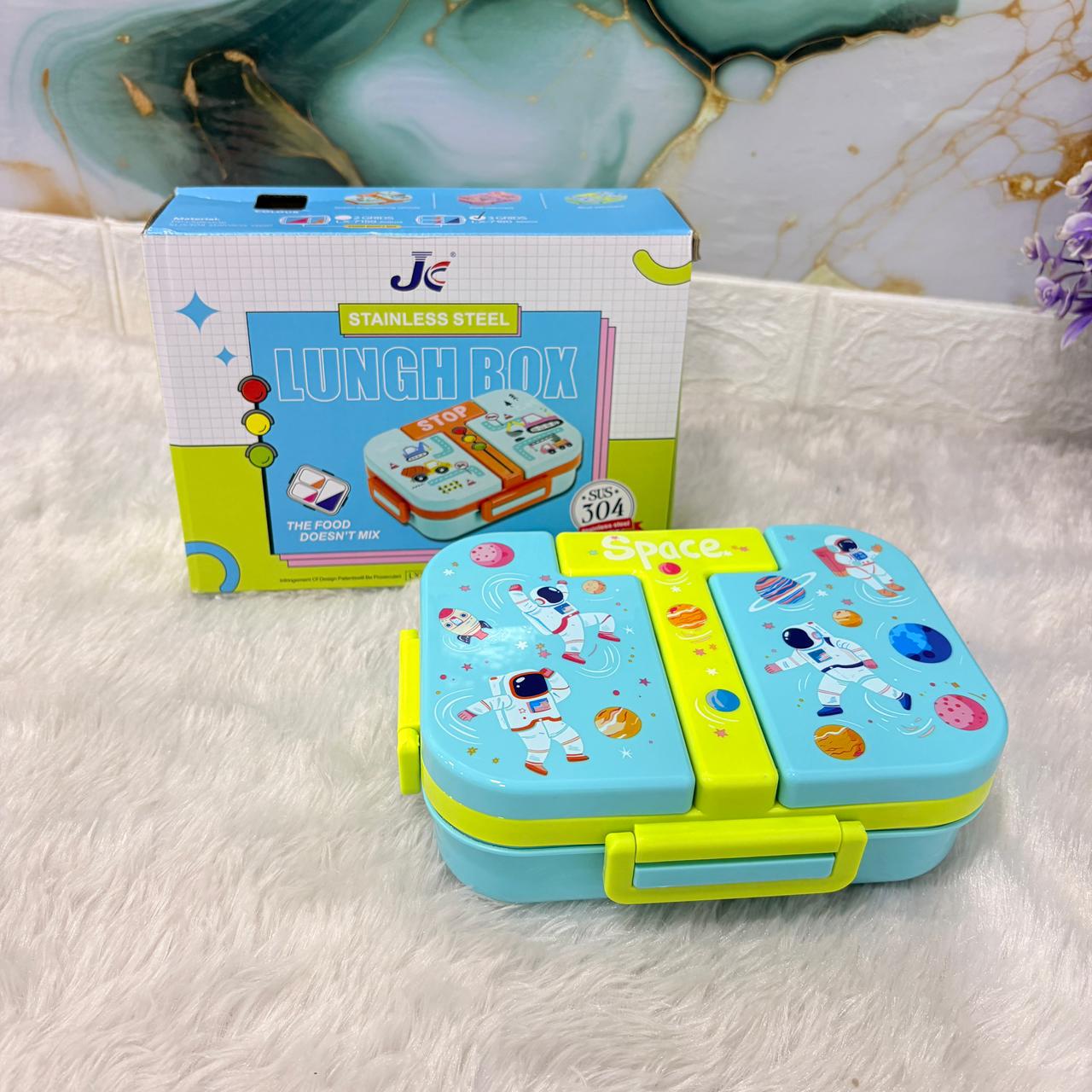 AM7375 Premium 3-Compartment Space-Themed Stainless Steel Lunch Box for Kids