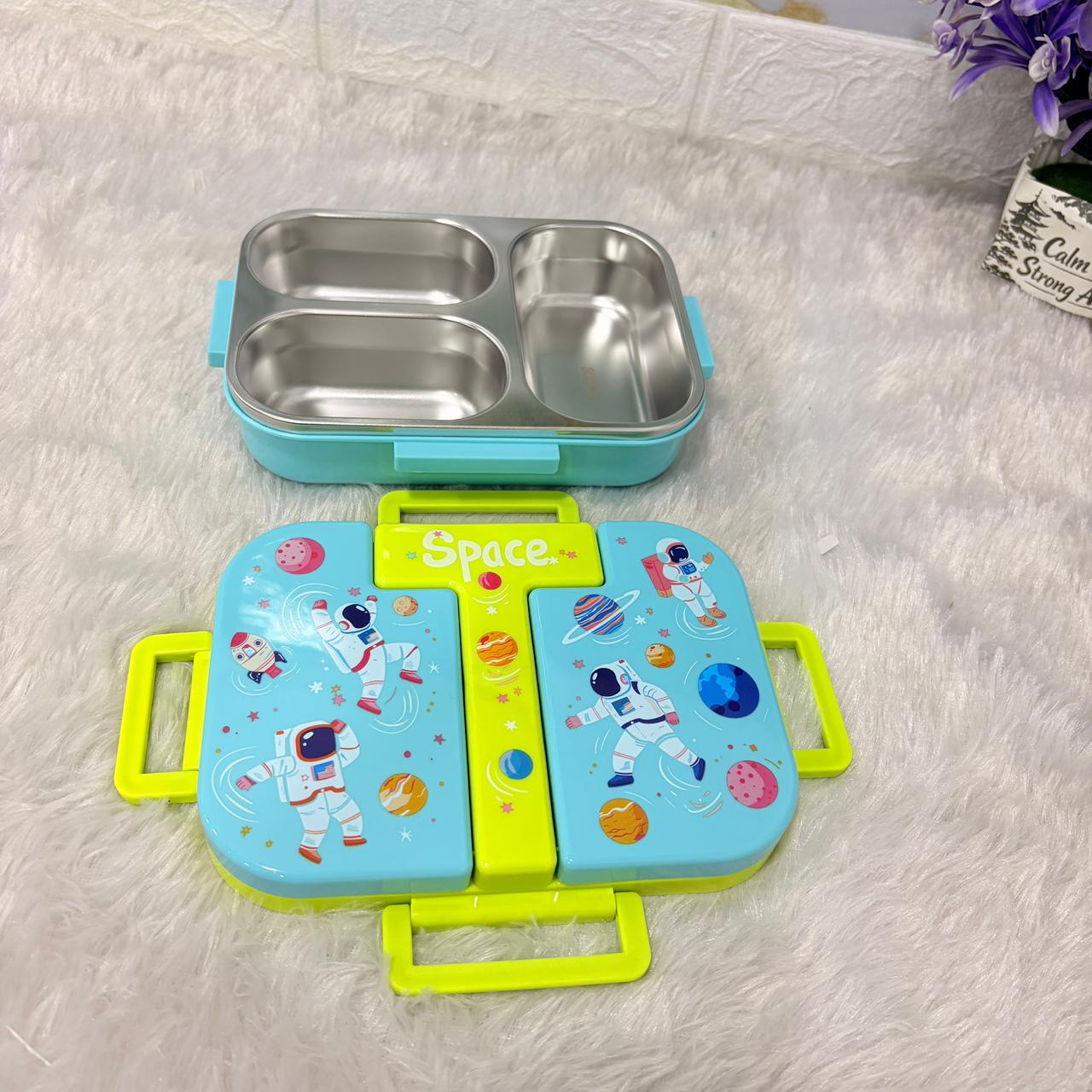 AM7375 Premium 3-Compartment Space-Themed Stainless Steel Lunch Box for Kids