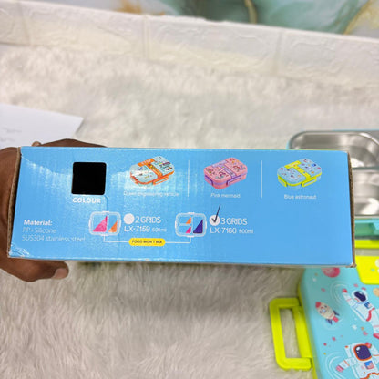 AM7375 Premium 3-Compartment Space-Themed Stainless Steel Lunch Box for Kids