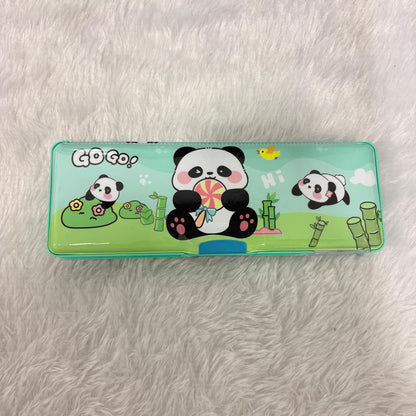 AM7376 Panda Theme Multi-Functional Magnetic Pencil Case with Integrated Calculator & Dual Sharpener