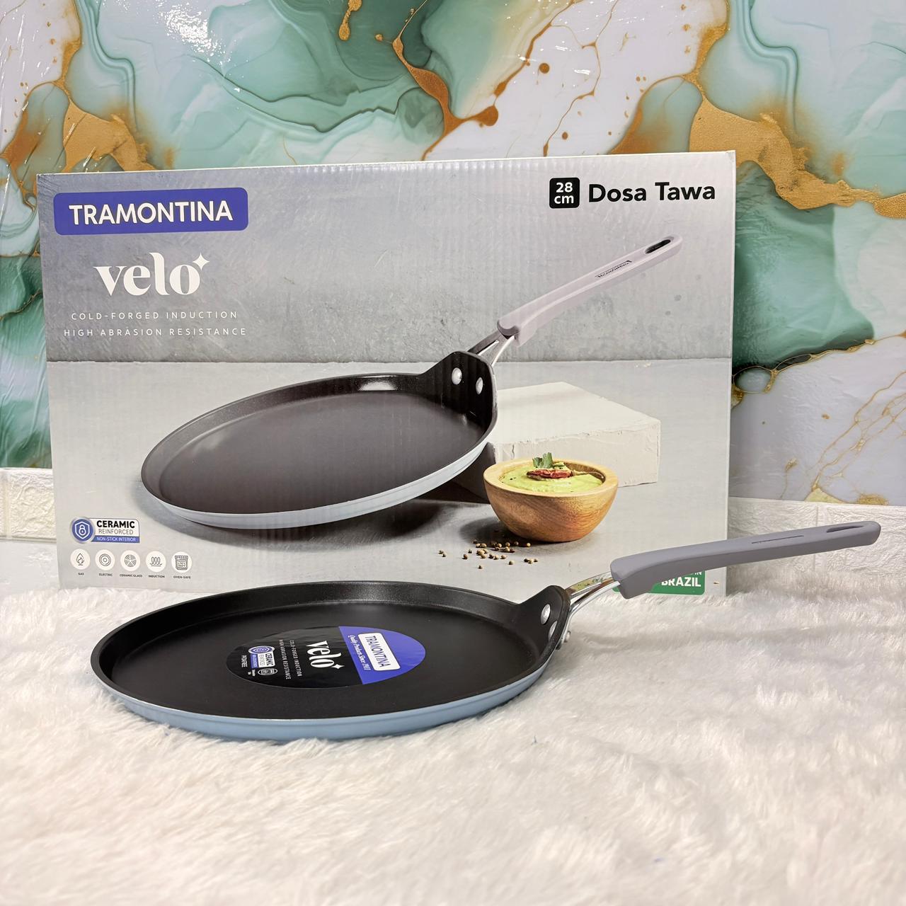 AM7394 Tramontina Velo 28 cm Cold-Forged Induction Dosa Tawa (Sea)