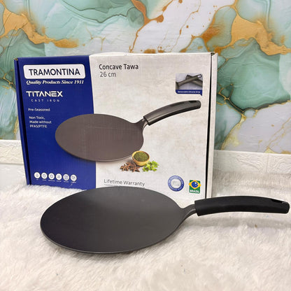 AM7401 Tramontina TITANEX 26cm Pre-Seasoned Cast Iron Concave Tawa