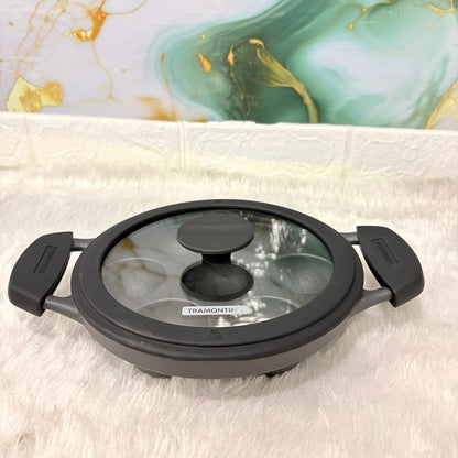AM7404 Tramontina TITANEX Pre-Seasoned Cast Iron Paniyarakkal with Glass Lid (20 cm)