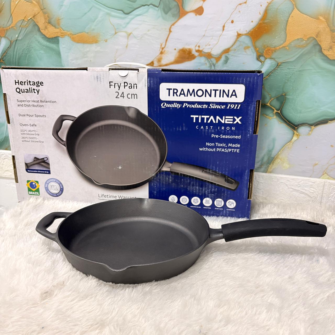AM7415 Tramontina TITANEX Pre-Seasoned Cast Iron Frypan – 24 cm
