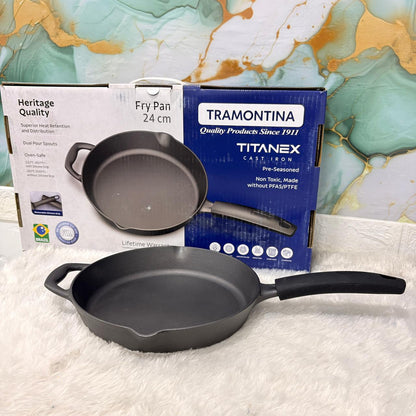 AM7415 Tramontina TITANEX Pre-Seasoned Cast Iron Frypan – 24 cm