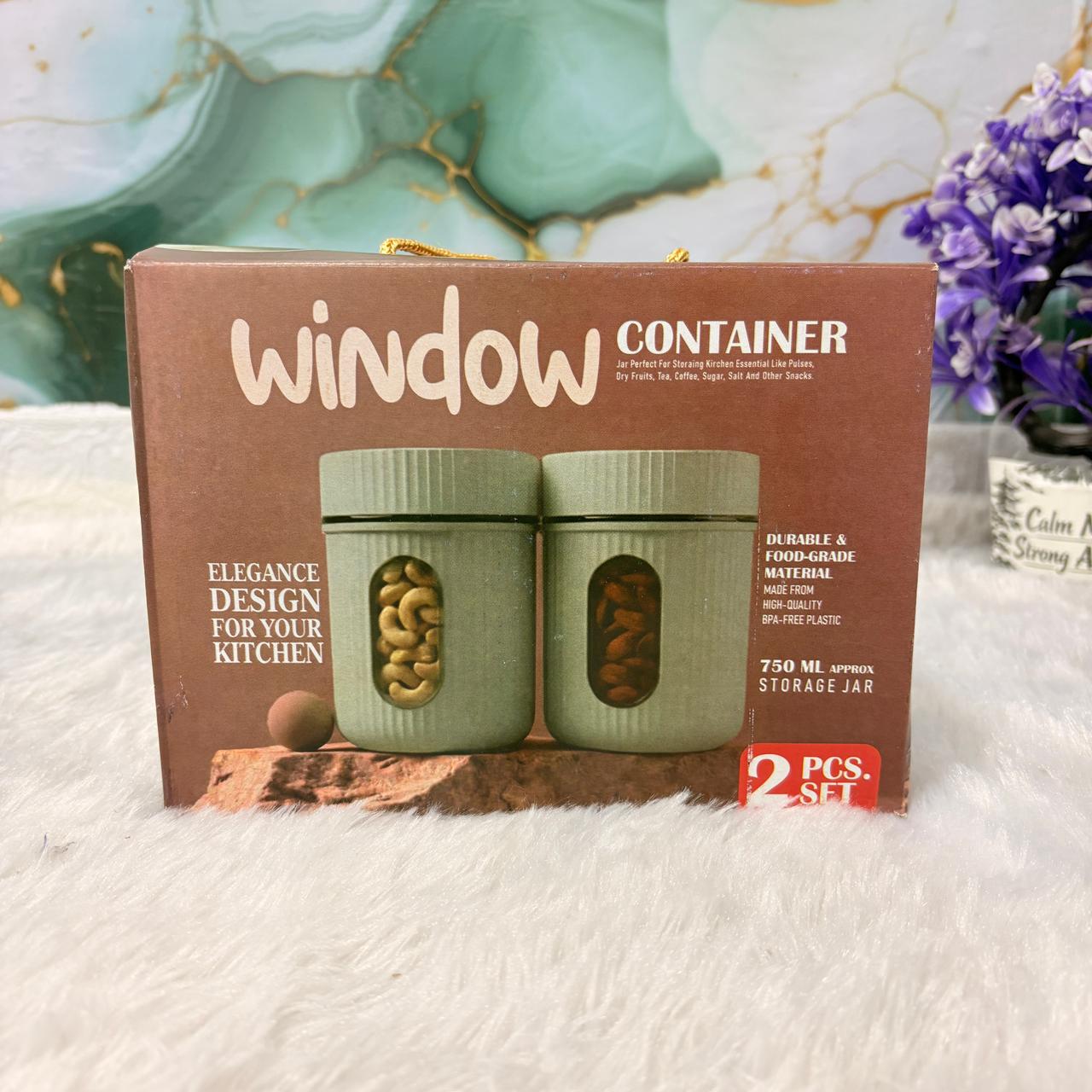 AM7399 Window Series 750ml Food-Grade Kitchen Storage Jar Set - 2 Pieces