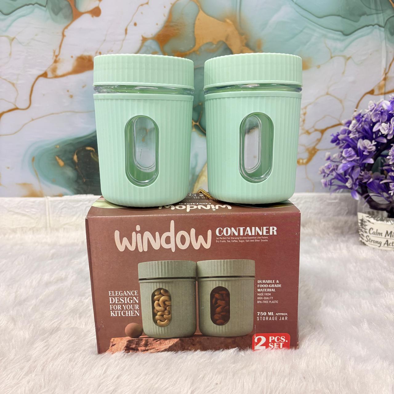 AM7399 Window Series 750ml Food-Grade Kitchen Storage Jar Set - 2 Pieces