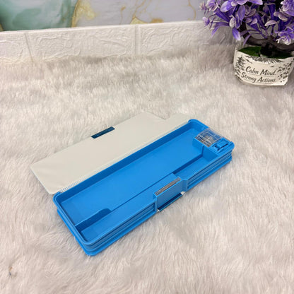 AM7383 Multifunctional Dual-Sided Magnetic Pencil Box with Integrated Sharpener for Kids