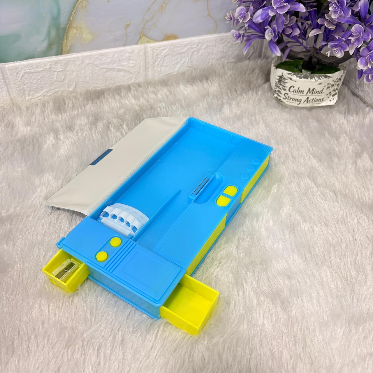 AM7382 Multi-Functional Dual-Sided Magnetic Pencil Box with Pop-Out Compartments