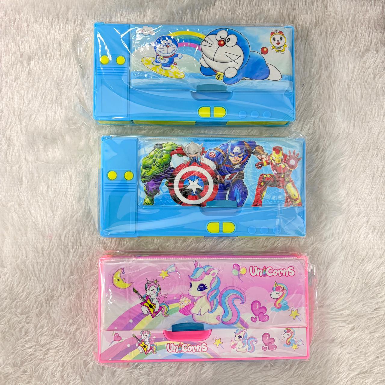 AM7382 Multi-Functional Dual-Sided Magnetic Pencil Box with Pop-Out Compartments
