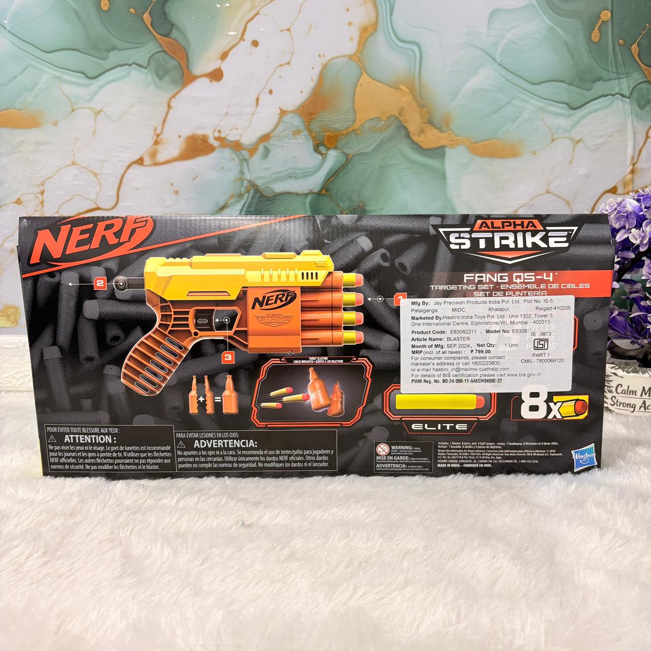 AM7422 Nerf Alpha Strike Fang QS-4 Targeting Set with 8 Elite Darts and 4 Targets