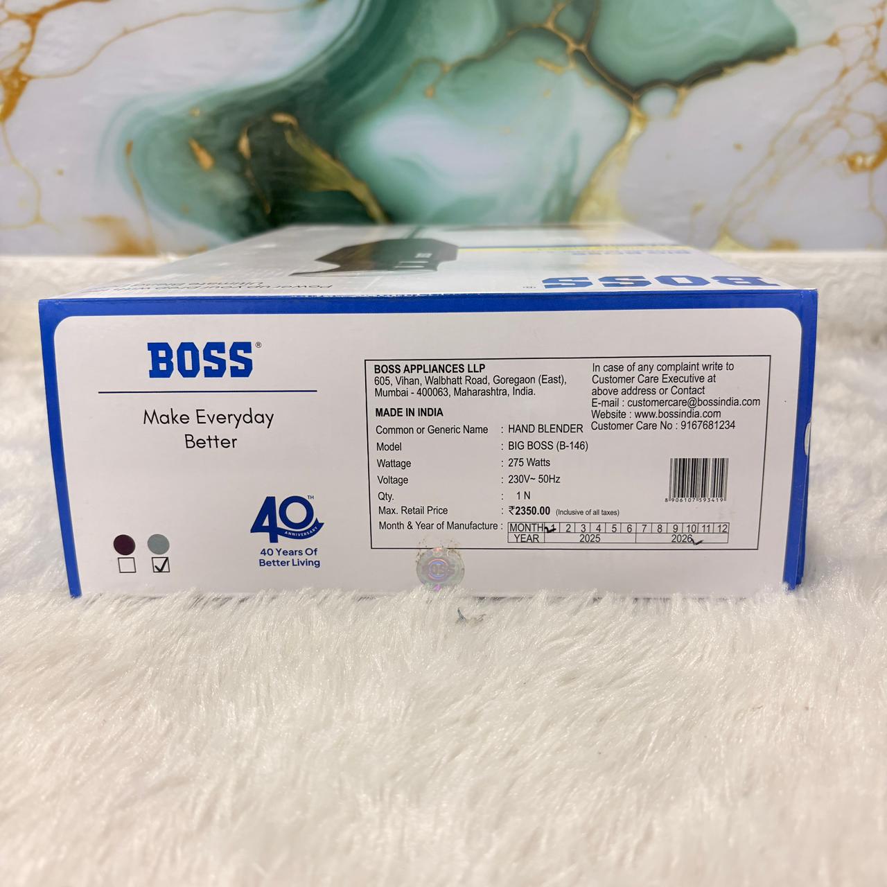 AM7425 BOSS Big Boss B-146 Portable Hand Blender, 275W