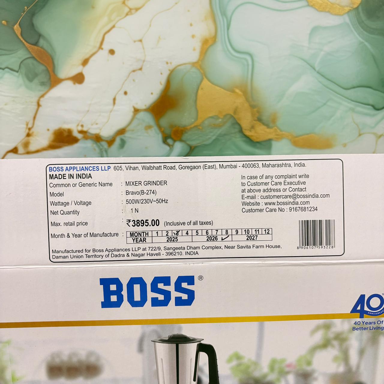 AM7427 BOSS Bravo B-274 500W Mixer Grinder with 3 Steel Jars