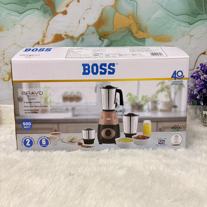 AM7427 BOSS Bravo B-274 500W Mixer Grinder with 3 Steel Jars