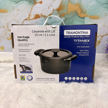 AM7409 Tramontina TITANEX Pre-Seasoned Cast Iron Casserole - 20 cm