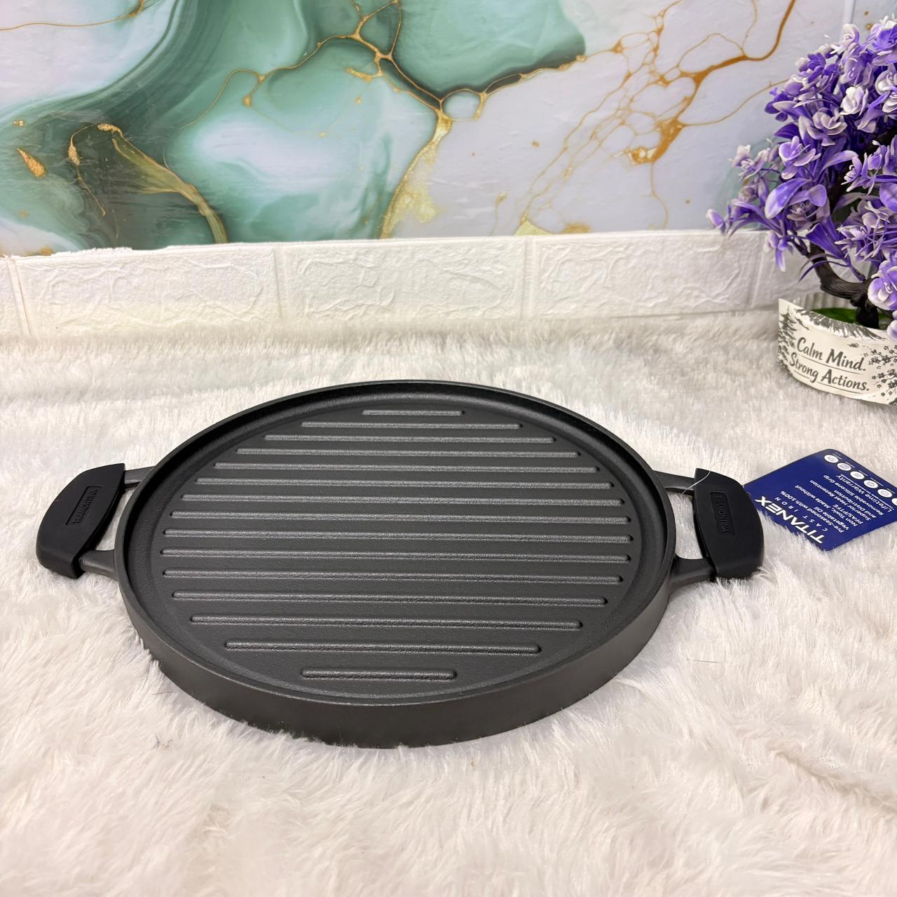 AM7405 Tramontina TITANEX Pre-Seasoned 2in1 Cast Iron Reversible Grill & Griddle - 30 cm