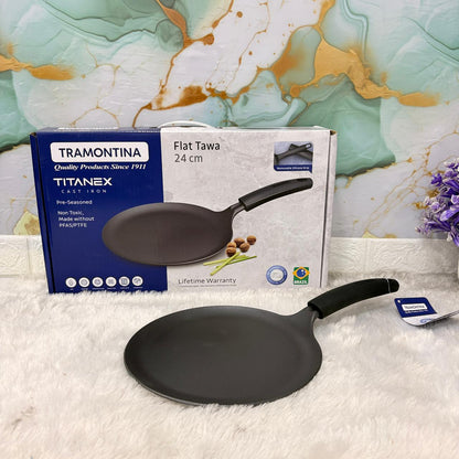 AM7402 Tramontina TITANEX Pre-Seasoned Cast Iron Dosa Tawa - 24 cm