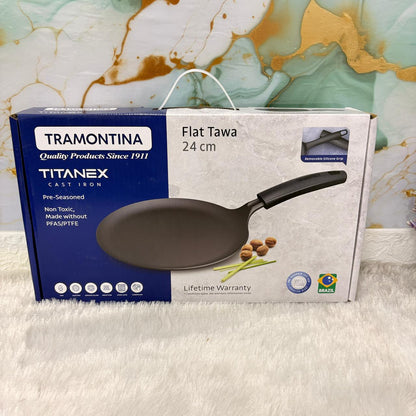 AM7402 Tramontina TITANEX Pre-Seasoned Cast Iron Dosa Tawa - 24 cm